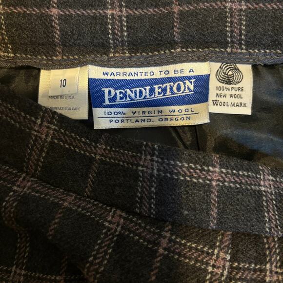 Pendleton USA Made 100% Virgin Wool Pink Gray Plaid Skirt Blazer Suit/Size 10 - Picture 6 of 8